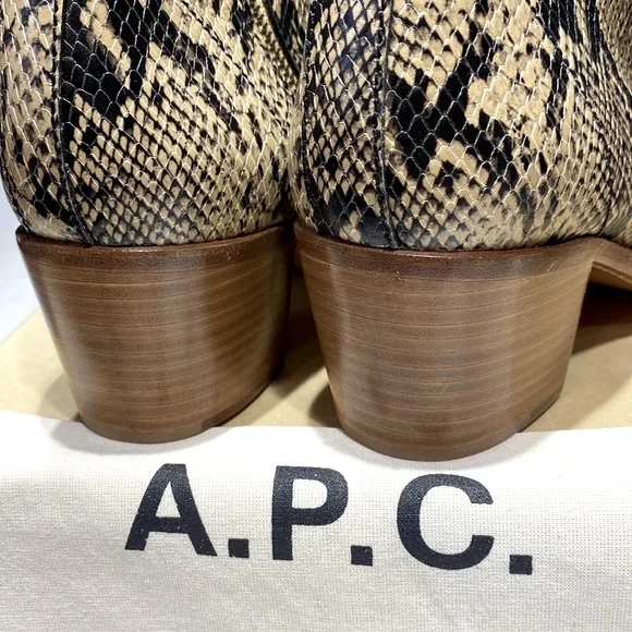 New A.P.C .Style F5-1008 ankle boots SNAKE MUTICO tan size 9 ⭐️⭐️⭐️⭐️⭐️ - Picture 7 of 17